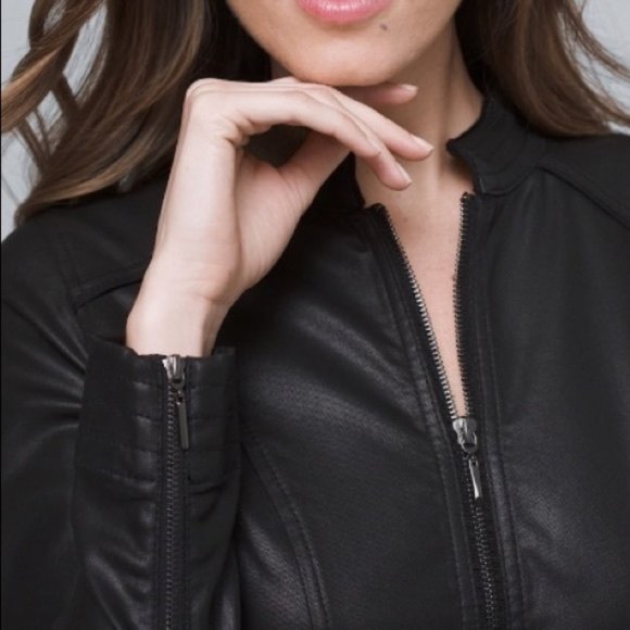 White House Black Market Coated Denim Moto Jacket - Picture 3 of 12